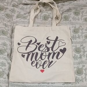 Best Mom Ever Tote Bag - Cream and Black